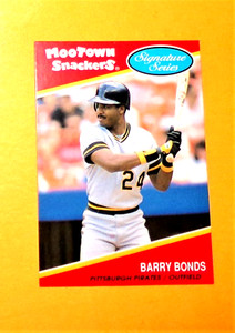 1991 Barry Bonds Mootown Snackers Baseball Card #3 Signature Series Sargento