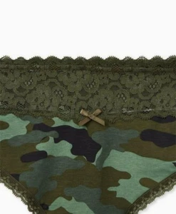 Tanga Panty Tanga Algodón Cintura Encaje Camuflaje Verde Ejército Torrido Talla Grande 3X, 22/24 - Imagen 1 de 4