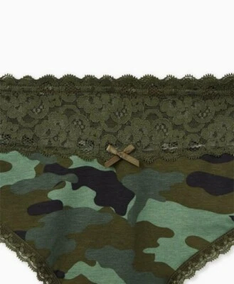 Torrid Army Green Camouflage Lace Waist Cotton Thong Panty Plus Size 3X, 22/24 - Image 1 of 4