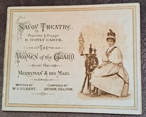 1889 D`Oyly Carte Savoy Theatre programme Gilbert & Sullivan Yeomen First Run - Foto 1 di 6