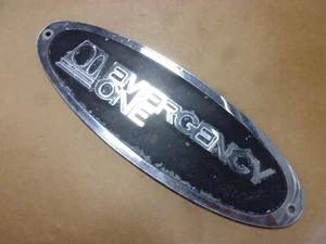 Vtg Chrome Metal 12" Oval Emergency One Fire Pump Truck Rescue Emblem Tag Plate - Picture 1 of 8
