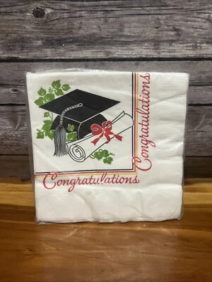 Vintage Graduation Party Supplies Paper Napkins Congratulations - Image 1 of 2