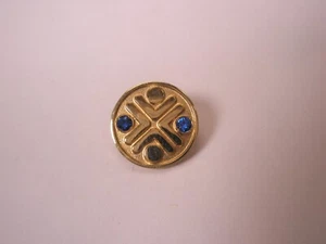 7/16" Blue Rhinestones & Gold Tone Vintage Tie Tack Lapel Pin r110 - Picture 1 of 6