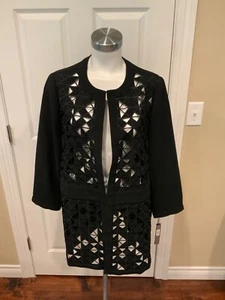 Tahari schwarze Jacke mit Fensterscheibenausschnitt vorne offen, Größe 14, neu mit Etikett! - Bild 1 von 7