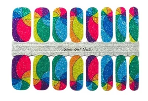 Rainbow Glitter Swirls Nail polish strips / Nail Wraps / Nail Stickers - Picture 1 of 1