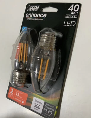 💡 Feit Electric B10 Base Dimmable Filament Soft White Chandelier LED Bulb - Image 1 of 2