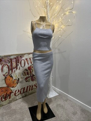 Ladies H &M Silver, Pin  Skirt And Half Top Set Bling Size S New With Tags - Image 1 of 4