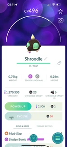 Pokémon Go Shroodle (SON brillante) - COMERCIO 20k polvo de estrellas - Imagen 1 de 1