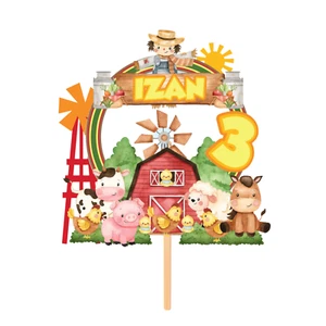 DECORACIÓN PARA TARTA DE CUMPLEAÑOS, CAKE TOPPER PERSONALIZADO, ANIMALES GRANJA - Imagen 1 de 2