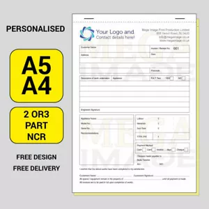 HAUSHALTSGERÄTE RECHNUNG / QUITTUNG PERSONALISIERT BEDRUCKT NCR, A4 / A5 GRÖßE - Bild 1 von 2