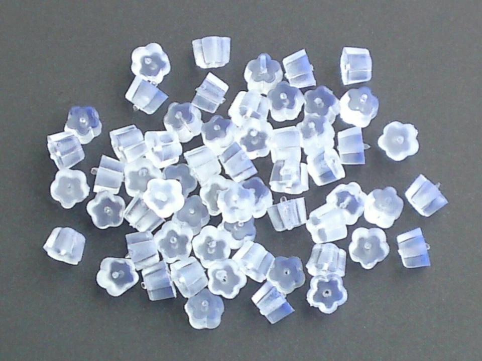 50x Ohrstopper Blume Silikon Gummi Ohrmuttern Verschluss Ohrring Ohrstecker - Bild 1 von 1