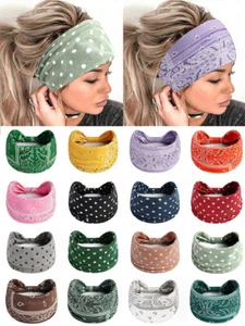 Paisley Stretch Hairbands Boho Flower Print Wide Headband Hair Accessories DIY - Picture 1 of 37