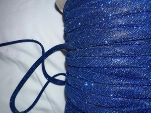 10 yardas Azul Cobalto Brillante Brillo Cordón Correa Cuerda Corbatas Corsé 1/4" Ancho - Imagen 1 de 3