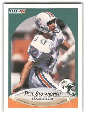 Pete Stoyanovich 1990 Fleer FOOTBALL #248 Miami Dolphins Rookie RC - Image 1 of 2