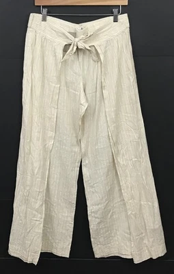 Nuevo con etiquetas Pantalones Anthropologie Lilka Ligeros Algodón Dorado Rayas Pierna Ancha Encubrimiento L Foto 1 de 4