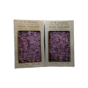 2-Mr. CHRISTMAS Vintage PINK Deluxe LAMETTA GIRLANDE 18' lang & 3" dick New Old Stock - Bild 1 von 16