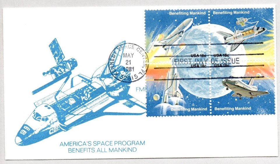 #1913 #1914 #1917 #1918 NASA SPACE SHUTTLE BENEFITING MANKIND FIRST DAY OF ISSUE - Image 1 of 1