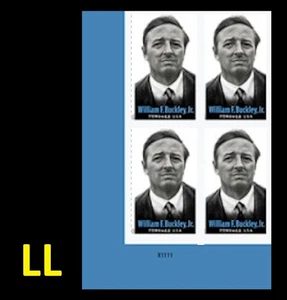 US 6032a William F Buckley Jr imperf NDC plate block 4 LL MNH 2025 after 9/15 - Picture 1 of 1