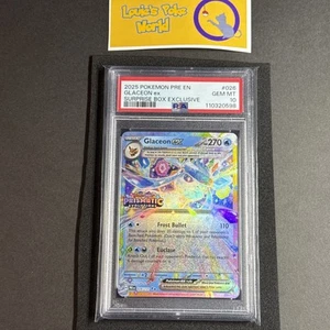 2025 POKEMON PRISMATIC EVOLUTIONS 026 GLACEON EX SURPRISE BOX EXCLUSIVE PSA 10 - Picture 1 of 4