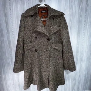 Cappotto vestito donna Guess vintage marrone tweed misto lana taglia large - Foto 1 di 9