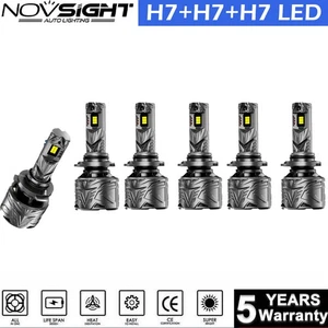 H7+H7+H7 LED Headlights Combo High Low Beam Fog Light Bulbs Kit 10000LM Bright - Picture 1 of 14