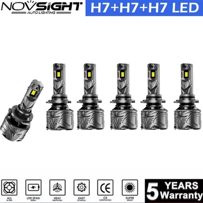 H7+H7+H7 LED Headlights Combo High Low Beam Fog Light Bulbs Kit 10000LM Bright - Image 1 of 4