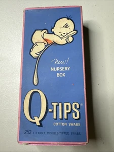Caja Q-Tips vintage hisopos de algodón para bebé utilería decoración buen estado - Imagen 1 de 7