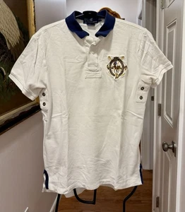 Vintage Ralph Lauren Poloshirt Herren Large Weiß Pony Wappen Custom Fit Maritim Gr. M - Bild 1 von 7