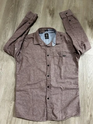 Volcom Men's Classic Fit Long Sleeve Flannel Button-Up, Size Medium, Maroon - Image 1 of 4