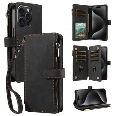 Magnetic Leather Flip Wallet Phone Case Compatible with Samsung Galaxy S25 S24 S - Image 1 of 4