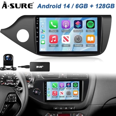 DAB+ 6+128GB Android 14 Autoradio Carplay FM Navi Kam Für KIA Cee'D JD 2012-2017 - Bild 1 von 4