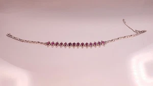 Hermosa pulsera de diamantes rubí de diseño oro blanco 585 con 14 rubíes 34 diamantes - Imagen 1 de 11