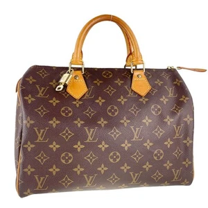 Louis Vuitton Handtasche Monogram Speedy 30 Leder Stoff Braun 3022 - Bild 1 von 24