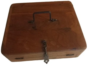Vintage Victorian Writing Box Solid Wood Folding Writing Campaign Lap Desk - Picture 1 of 10