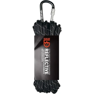 Gear Aid 50 ft. Extra Heavy Duty 1100 Paracord with Carabiner - Black/Reflective - Image 1 of 2