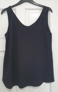 Made In Italy Size 12 Plain Black Sleeveless Thick Knot Strap Vest Top ! - Picture 1 of 4