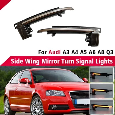 Sequential For Audi A3 8P A4 B8 A5 A6 A8 Flash LED Side Mirror Turn Signal Light - Image 1 of 4