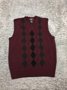 Dockers Sweater Vest Mens Size Small Maroon Red Black Diamond Acrylic - Picture 1 of 12