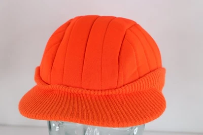 Винтажная зимняя шапка-бини 90-х Streetwear без рисунка с утеплителем и полями цвет Blaze Orange Small - Изображение 1 из 4