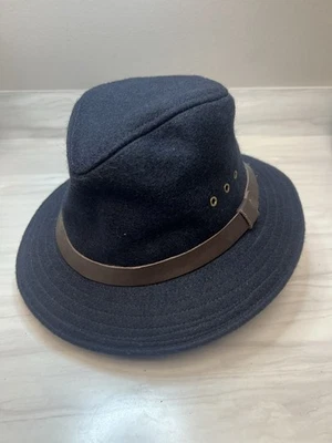 Sombrero Empacador De Lana Virgen Filson Mackinaw De Colección Fedora Talla M Hecho en EE. UU. Azul Marino Foto 1 de 4