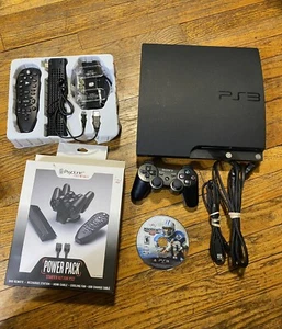Sony PlayStation 3 - Slim Black Console CECH 2001A With 1 games Power Pack Pre-o - Picture 1 of 11