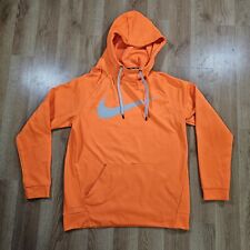 Nike Hoodie Mens Medium Orange Sweatshirt Sweater Dri Fit Swoosh Logo Active