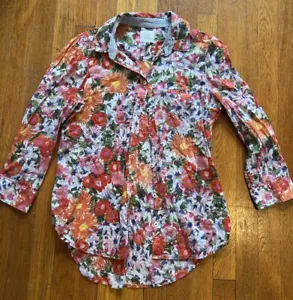 Camicia boho trasparente boho HD in Paris 6 fiori maniche lunghe bottoni - Foto 1 di 2