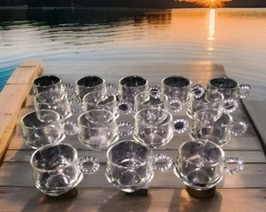 16 tazas perforadoras Hazel-Atlas Candlewick burbuja cuentas fondo cuadrado vintage - Imagen 1 de 5