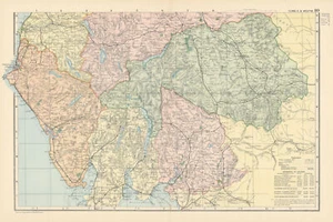 LAKE DISTRICT Cumbria & Westmorland (South sheet) County map GW BACON 1895 - Picture 1 of 1