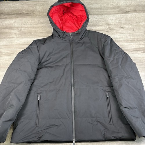Michael Kors X TECH Uomo Taglia XXL Nero Rosso Puff Jacket con Cappuccio Primaloft Nuovo con etichette