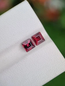 Rectangle Cut Rhodolite Garnet Gemstone Pair | Natural | Loose | Untreated - Picture 1 of 4