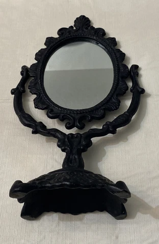 Vintage Cast Iron Art Victorian Mirror Heavy Well-Made Cover