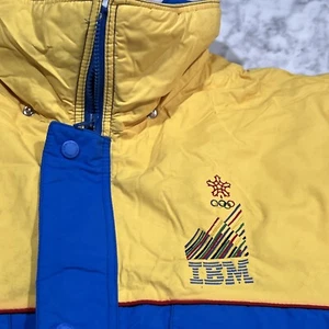 Vintage 1988 Calgary Olympics IBM Winter Jacket Coat Size 2X Large Yellow Blue - Picture 1 of 22