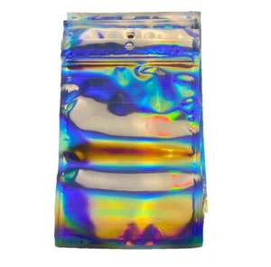 15 Piece Holographic Mylar Foil Bag Resealable Zip Pouch Packaging Clear Front - Picture 1 of 6